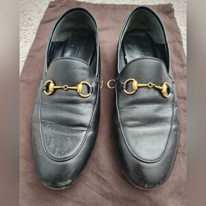 Gucci Black Leather Horsebit Loafer Sz39